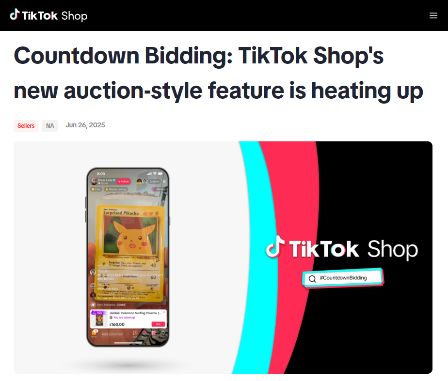 TikTok Shop上线直播拍卖功能